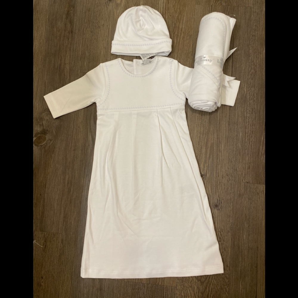 Kissy kissy gown set blanket hat christening